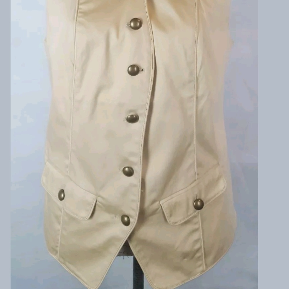 Rachel Zoe Vest Size Medium Military Style Cream - Picture 5 of 6